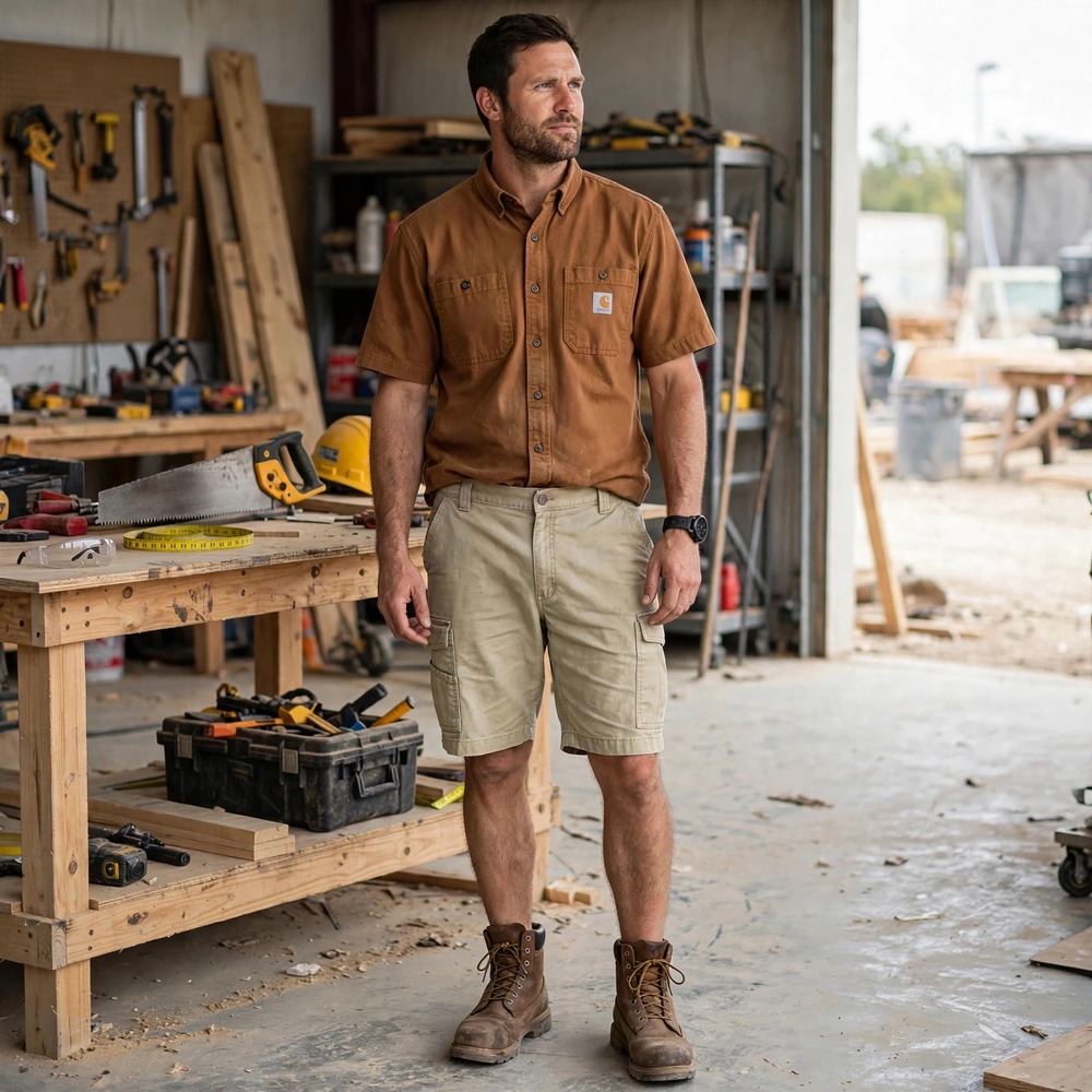 Carhartt Rugged Flex Relaxed Fit Canvas Cargo Work Shorts Tan BS3542-M Mens 42